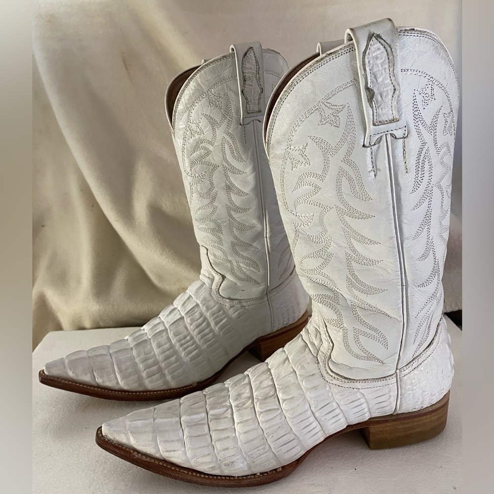 Premier White Embossed Crocodile Western Boots Men’s Size USA-28-Mex-27.